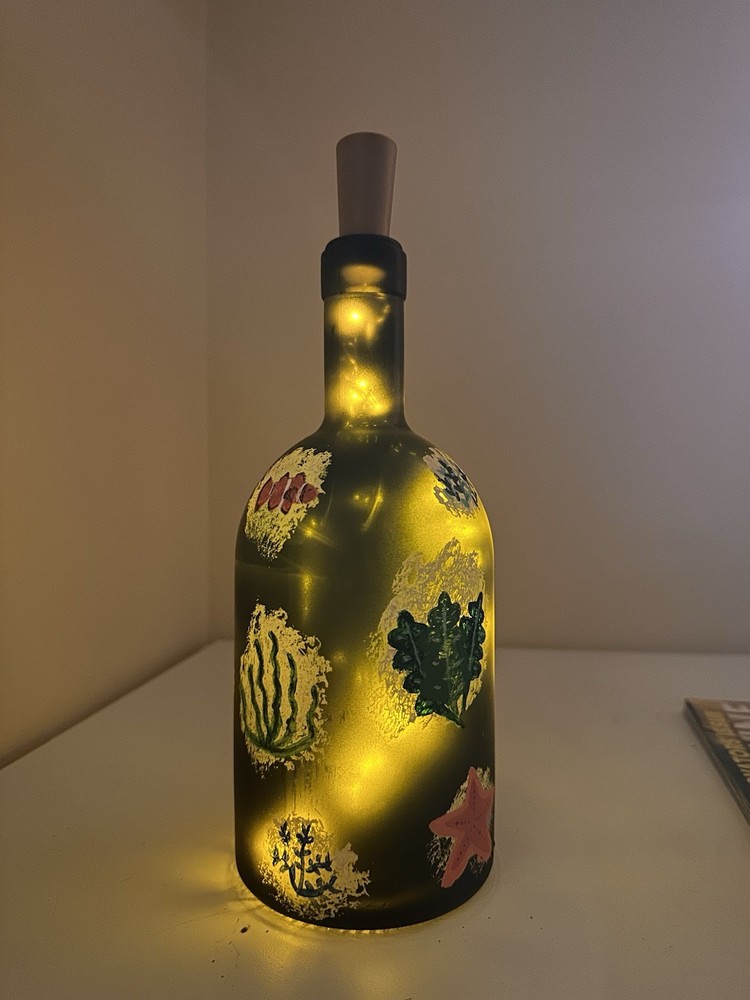 Hand Painted Bottle Night lamp Ocean Themed