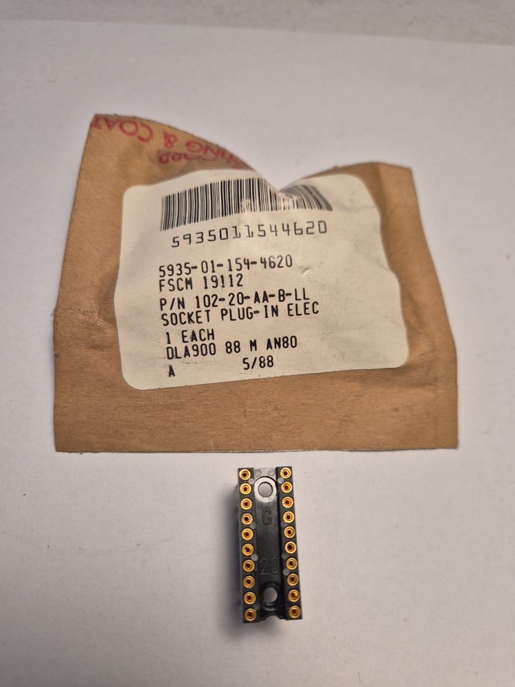 5 EACH IC SOCKET, 20-PIN DIP SOCKET, Wire Wrap, Screw Machine, Gold-plated Brass