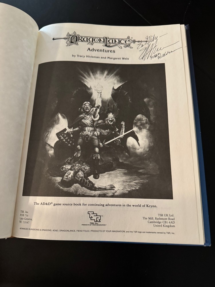 AD&D Dragonlance Adventures 2021 Sourcebook Tracy Hickman Signed BF3