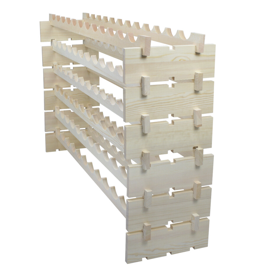 2PCS Wine Rack 72 Bottle Stackable Wine Storage Wood Display Shelf Freestanding