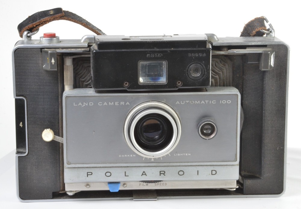 Vintage Polaroid Automatic 100 Land Camera with Strap -READ DESCRIPTION