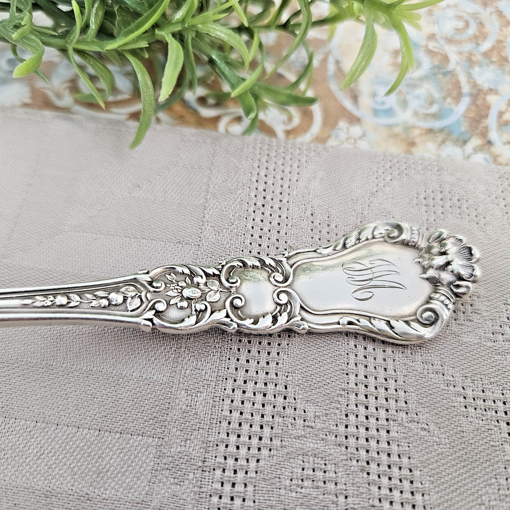 Vintage Gorham Baronial Out Monogram 1898 Fork Sterling Silver 925 Flatware 7"
