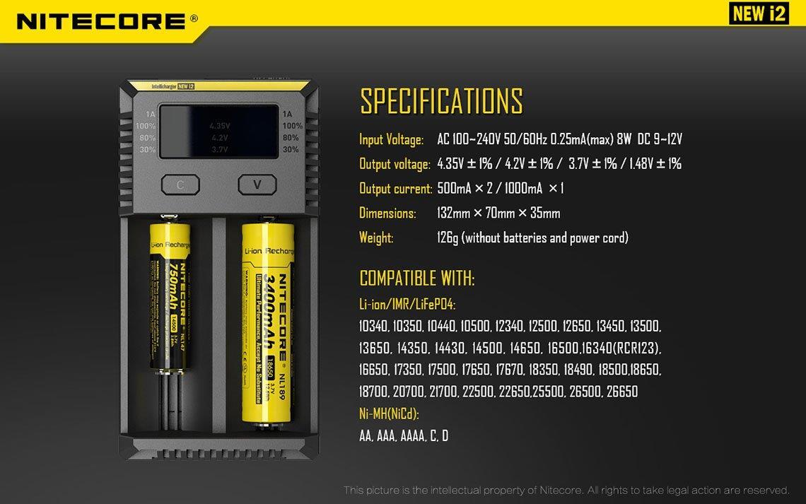 Nitecore i2 2016 Intellicharger Charger for 16340 RCR123A 14500 and more