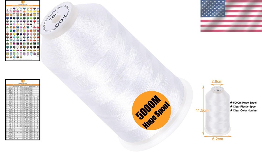 5000M Polyester Embroidery Machine Thread 40WT Ideal for Home and Commercial