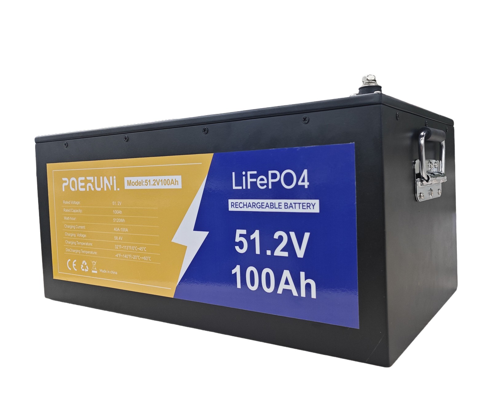 NEW 48V 100Ah LiFePO4 Lithium Battery 5120Wh Built-in BMS whit 58.4V 20A Charger