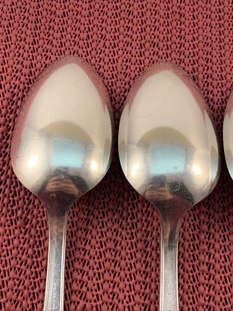 3 Solid Serving Spoon & 1 Meat Fork 1937 LADY ALICE II Wallace Silverplate