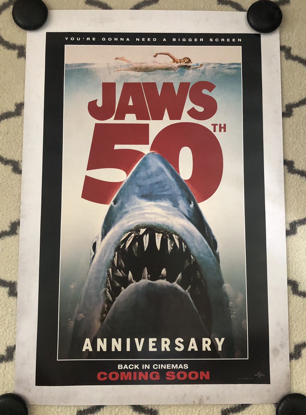 JAWS 50TH Anniversary Original DS Double Sided 27x40 Movie Poster MINT Spielberg