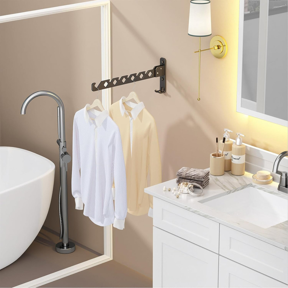 Wall Mounted Clothes Drying Rack, Wall Clothes Hanger Foldable, Laundry Hanger H
