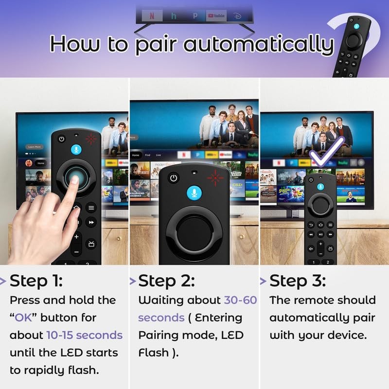 Replacement Remote Control Compatible with Fire 3rd Gen Pro, Black