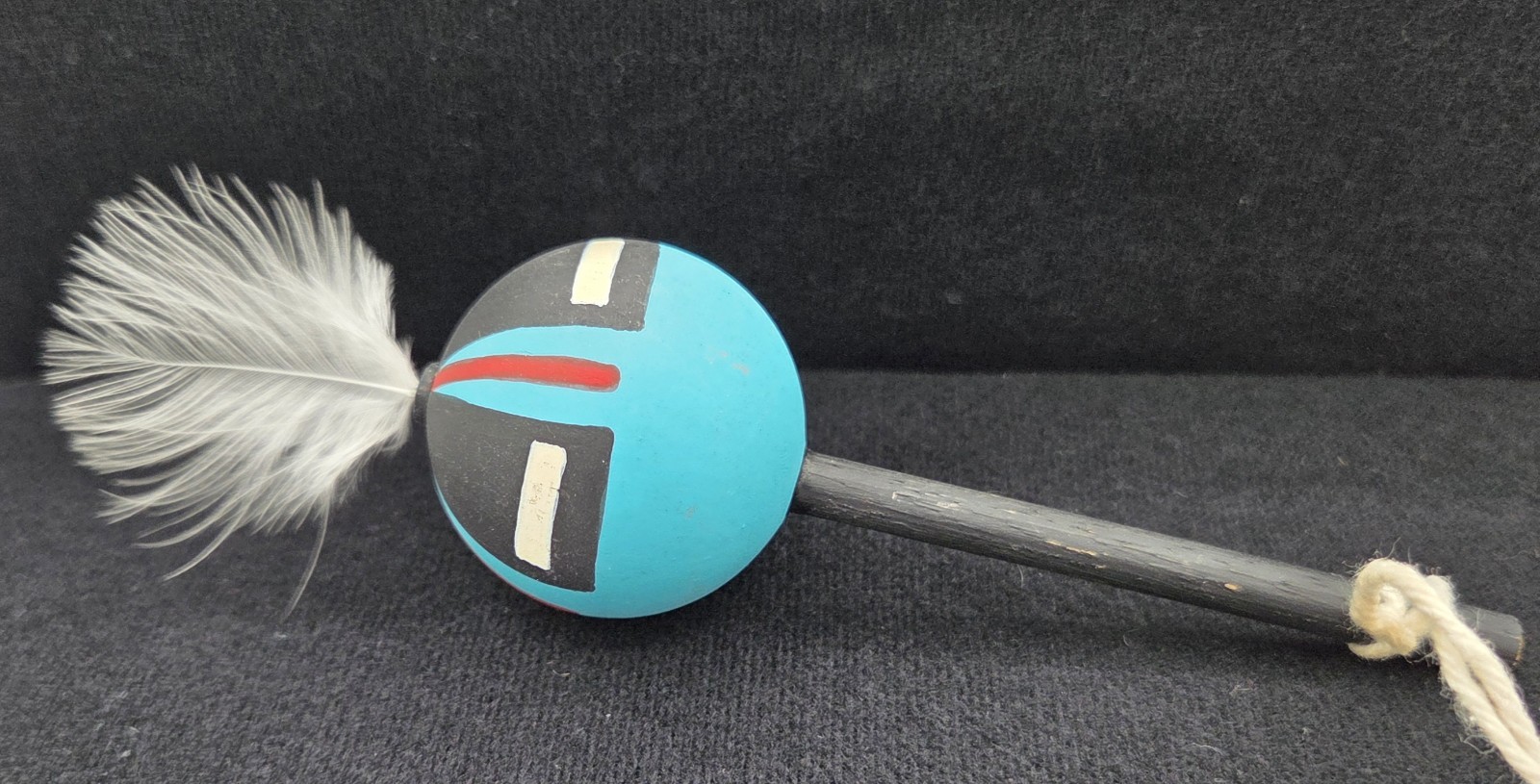 Hopi Kachina Ceremonial Spiritual Rattle Native American Indian Feather Folk Art