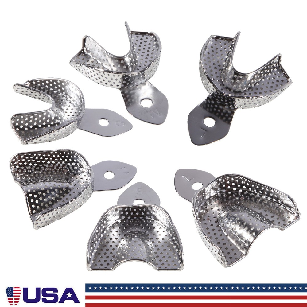6 Dental Impression Trays set PERFO Denture Instruments PR