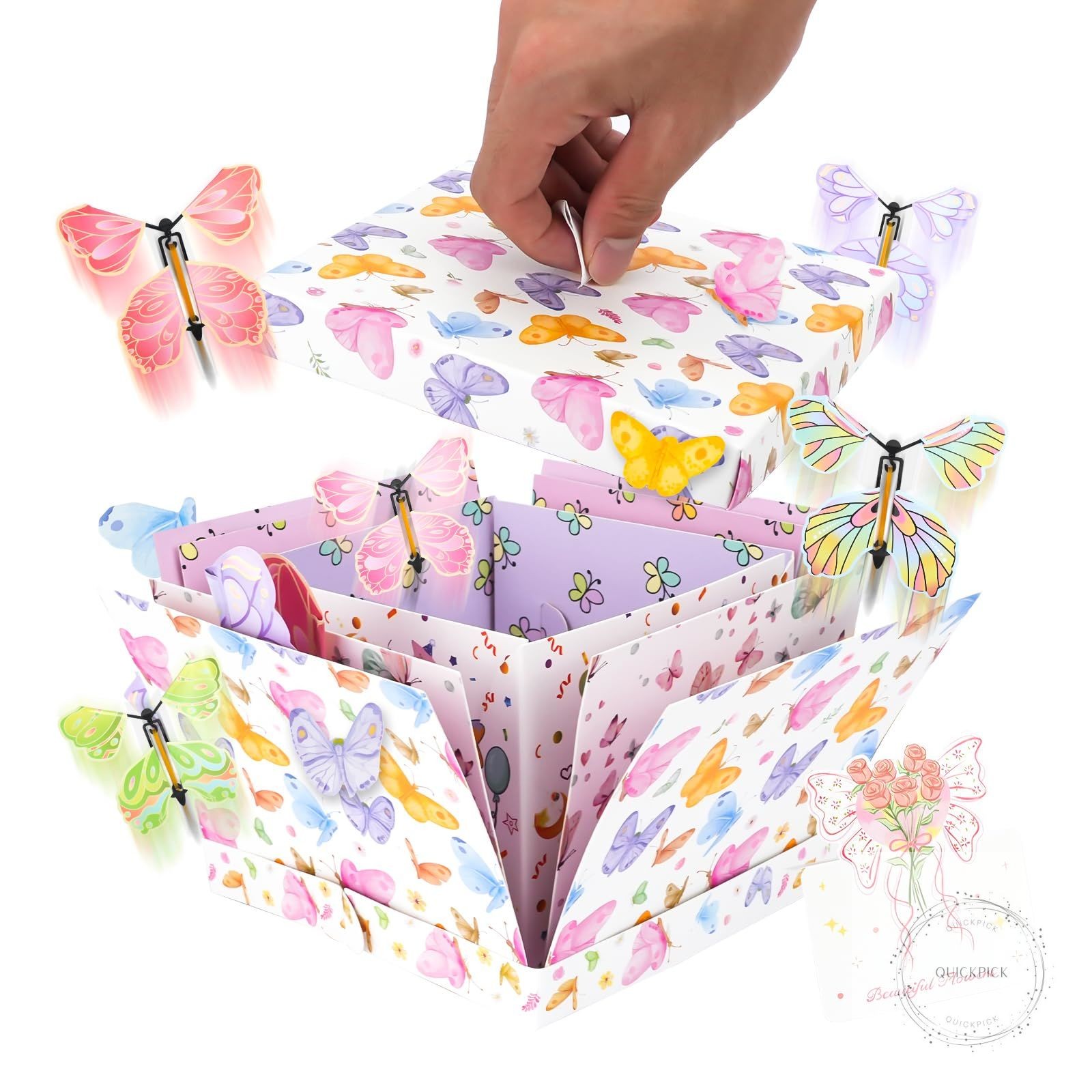 Flying Butterfly Explosion Gift Box, Pop Out Surprise Gift Box with Card, DIY Ex