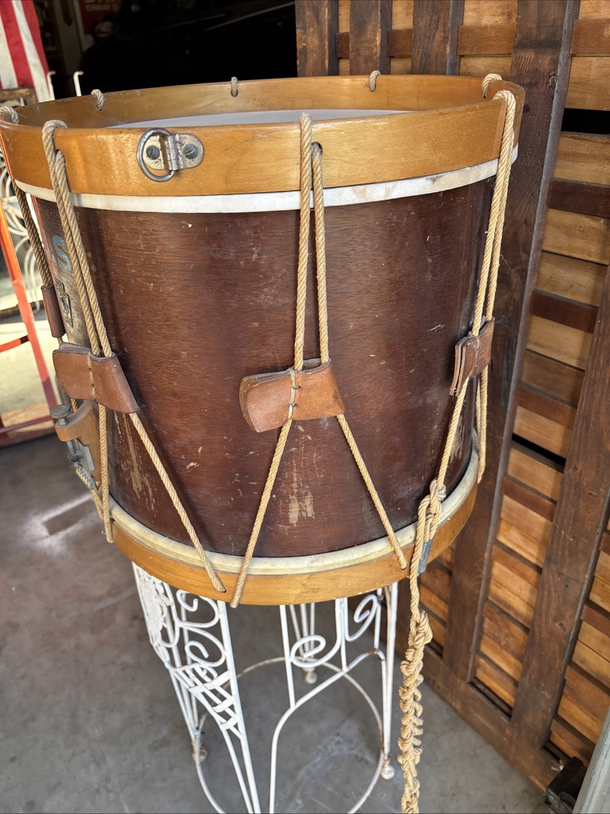 WWII U.S. MARKED WFL ROPE TENSION SNARE FIELD DRUM William F Ludwig