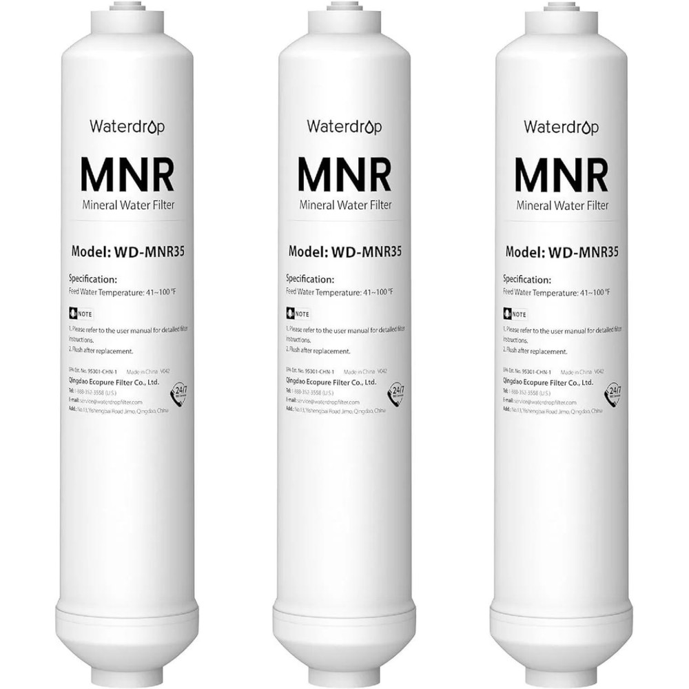 Waterdrop Remineralization Inline Water Filter, 1/4” Quick Connect Post, 3-Pack