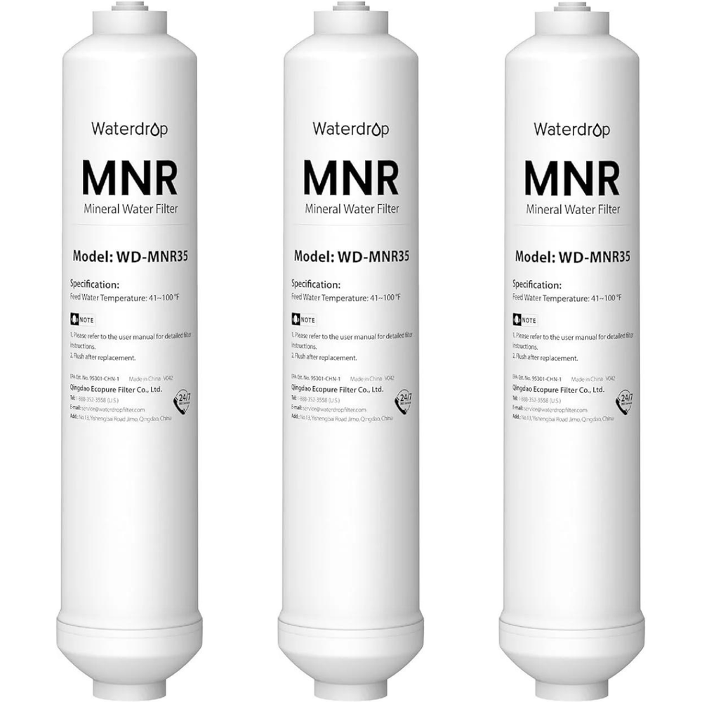 Waterdrop Remineralization Inline Water Filter, 1/4” Quick Connect Post, 3-Pack