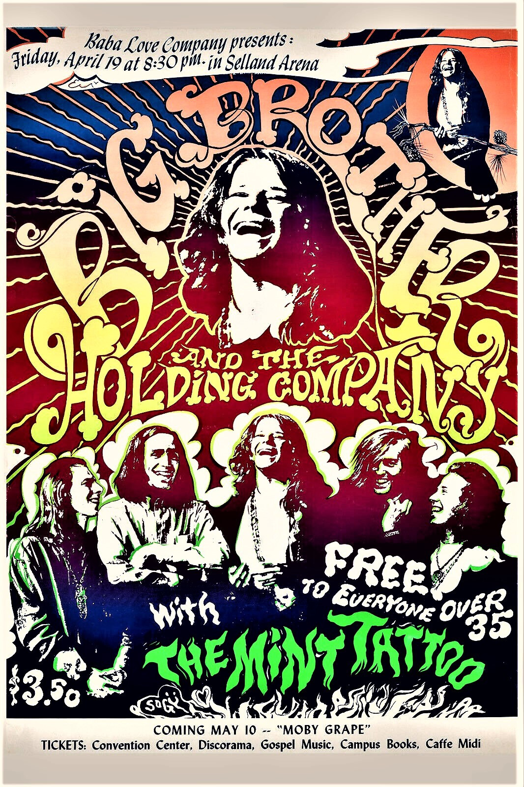 Janis Joplin Big Brother Concert Poster 12 X 18 Free Shipping