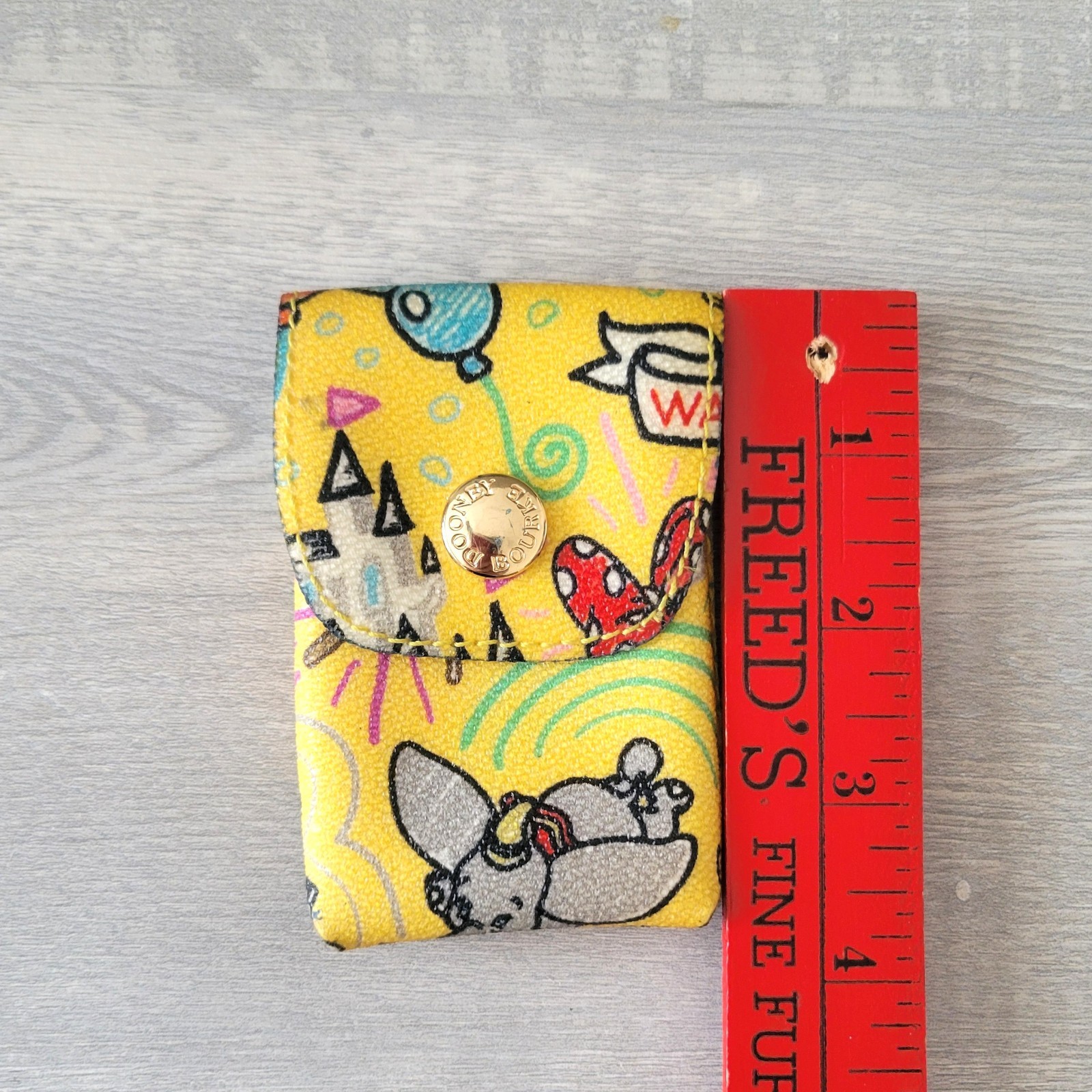 Dooney & Bourke Disney Parks Yellow Sketch Credit Card Key Fob Key Chain Ring