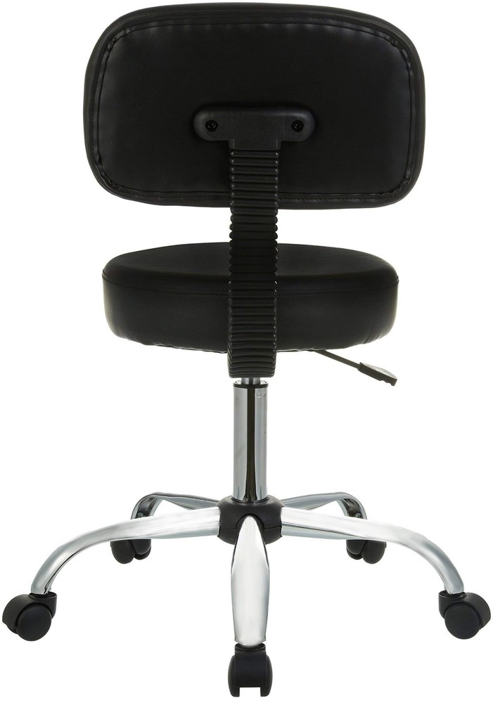 Amazon Basics Drafting Spa Bar Stool w/ Back Support & Wheels - Black