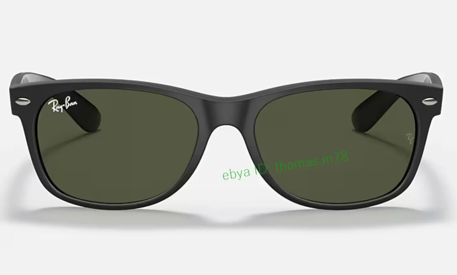 Ray-Ban New Wayfarer RB2132 Sunglasses 55mm Matte Black Frame G-15 Green Lens
