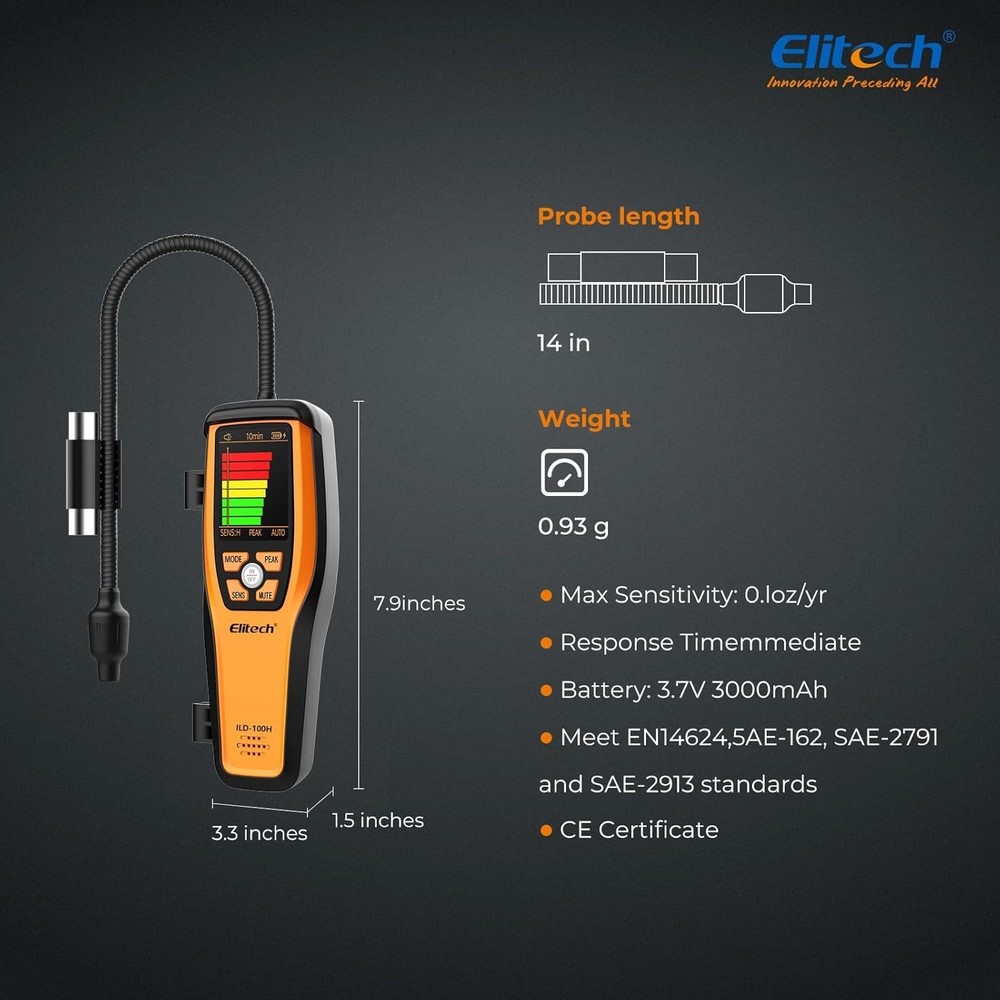 Professional Elitech Leak Detector with Adjustable Sensitivity and Fast Response