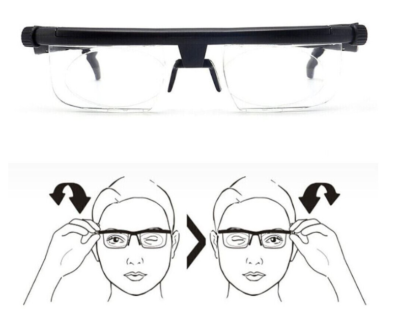 Dial Adjustable Glasses Variable Focus For Reading Distance Vision Eyeglasses