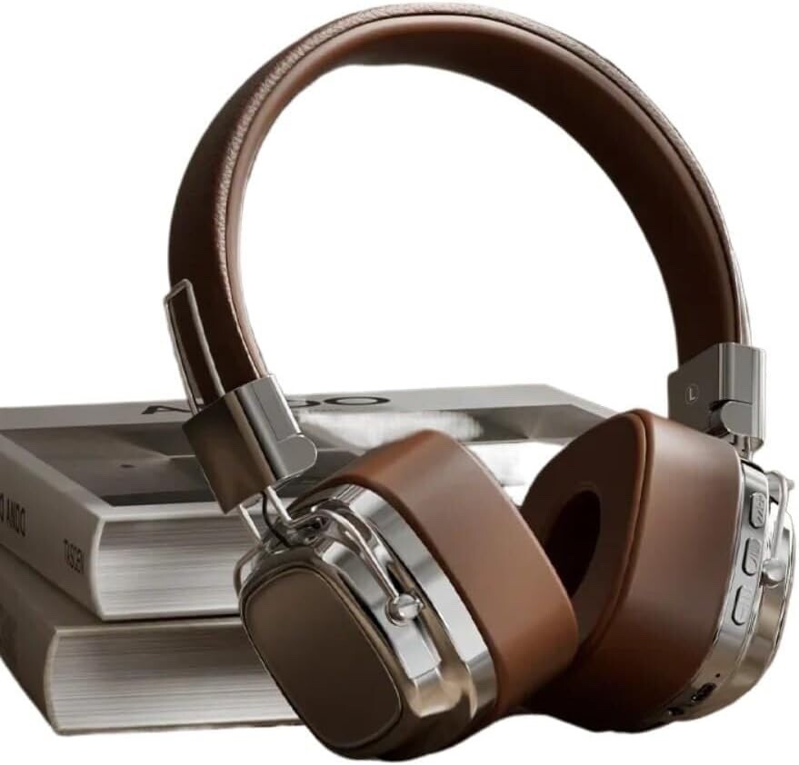 Retro Bluetooth On-Ear Headset with Microphone,Stereo Sound 5.3 Foldable Headset