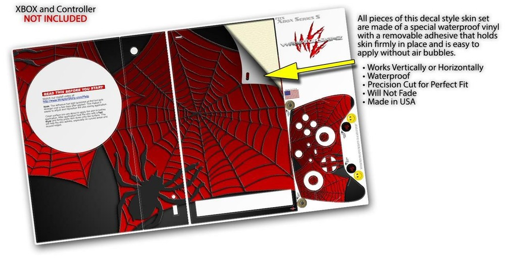 Skins XBOX Series S Console Controller Spider Web