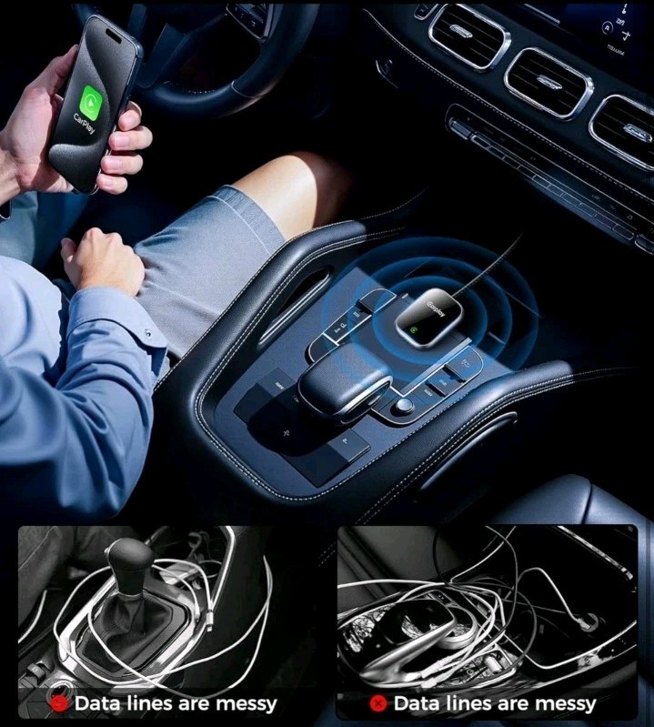 2025 Upgraded Wireless CarPlay Adapter for Apple iPhone, Converts Wired to Wirel