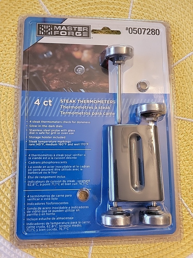 Master Forge 4 Count Steak Meat Thermometer New Sealed