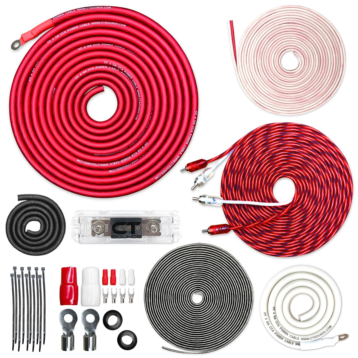CT Sounds 4 Gauge 1500 Watt CCA Amp Wiring Kit (AMPKIT-4GA-PRO)
