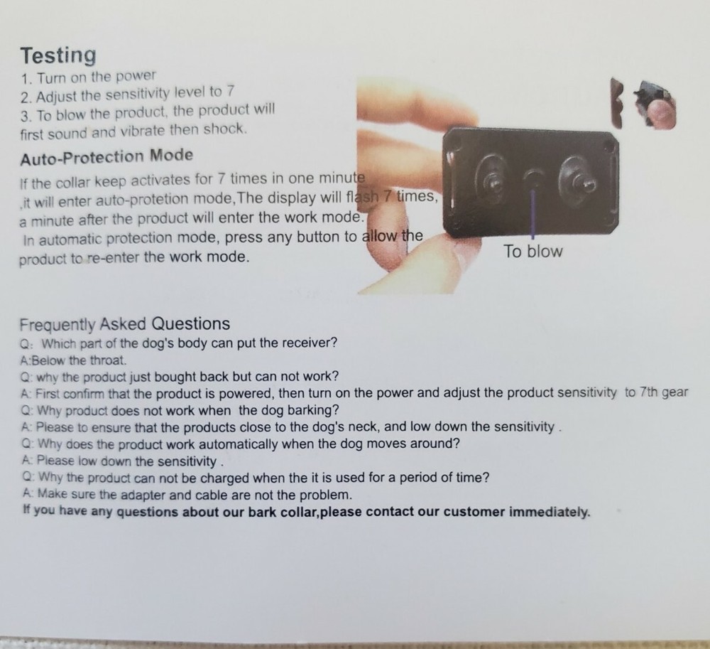 No Bark Training Collar w/Smart Detection Vibration & Harmless Shock-Blue