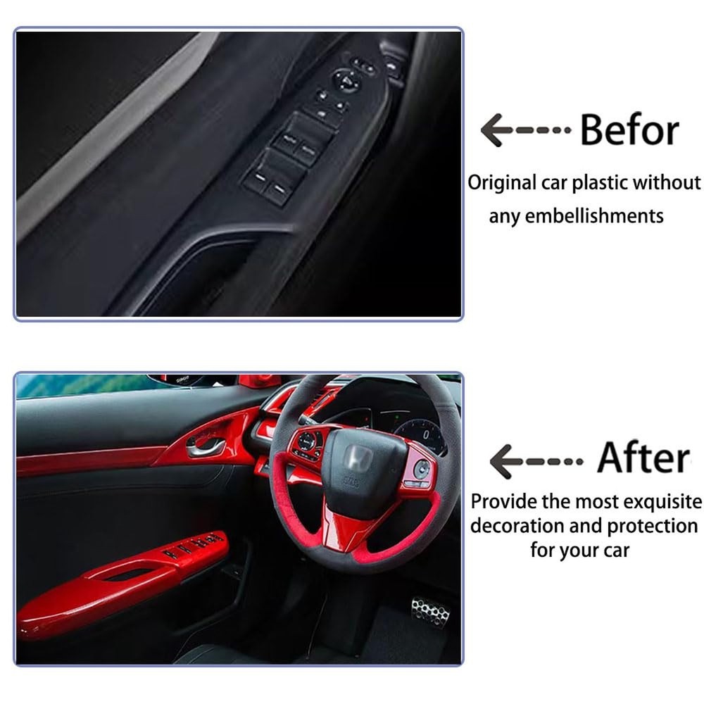 ANUNFRRE Car Accessories Fit for Honda Civic 10th Gen 2016-2021 ABS Interior ...