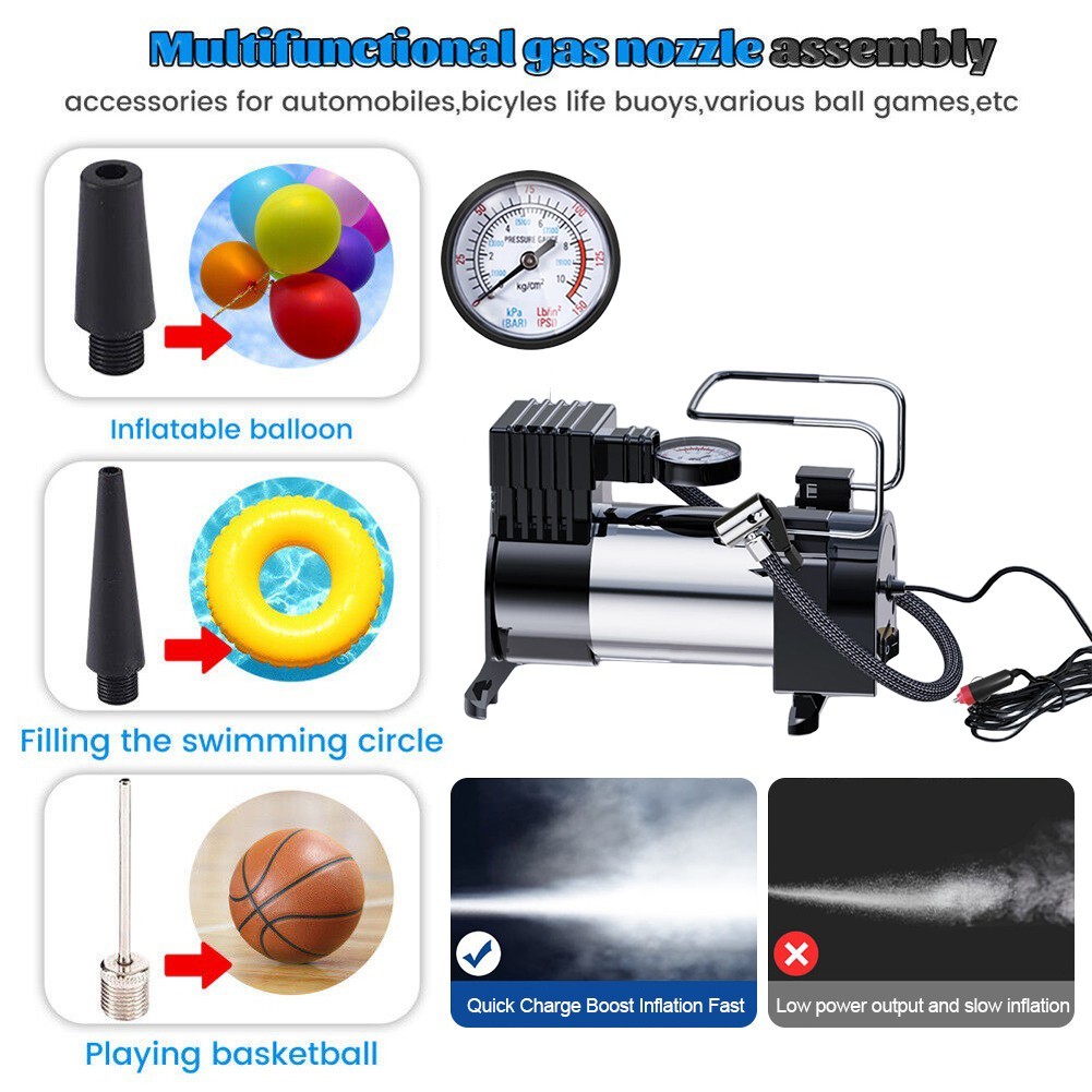 Heavy Duty Portable Air Compressor Car Tire Inflator Electric Pump Auto 12V USA