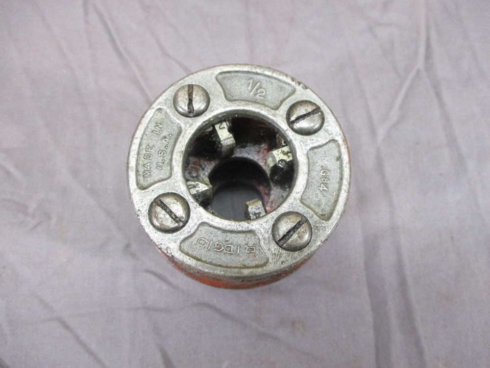 Ridgid 2" to 1/2" 12-R Pipe Threading Tool Threader 5 Die Set Handle & Cutter