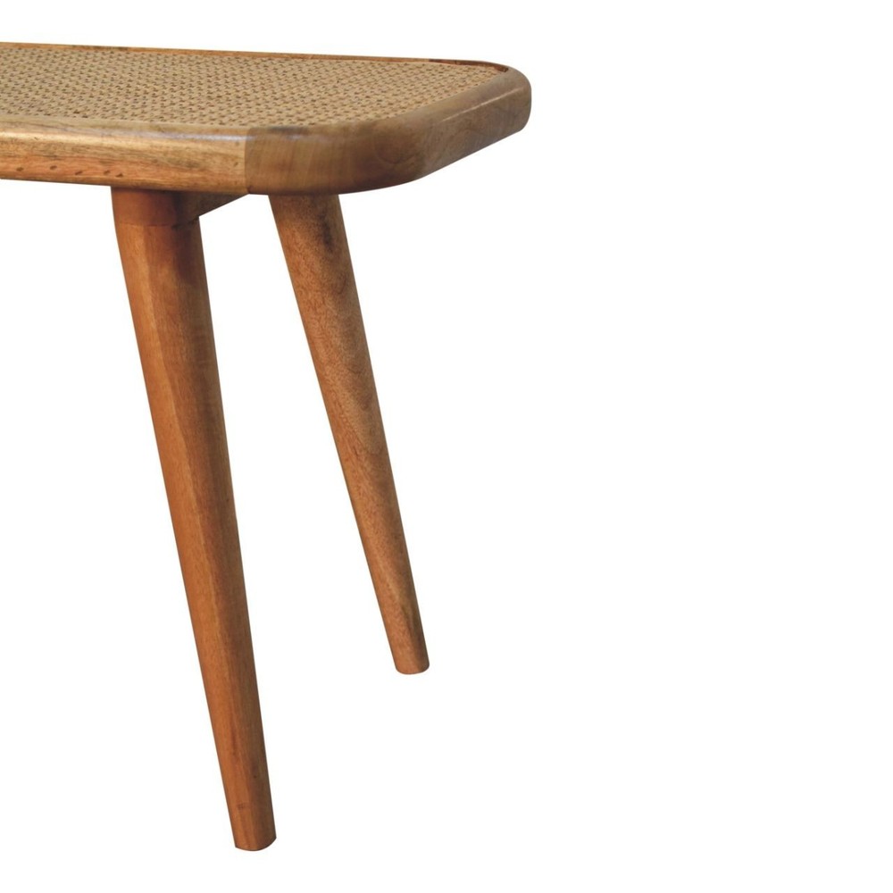 Handwoven Rattan & Solid Wood Bench