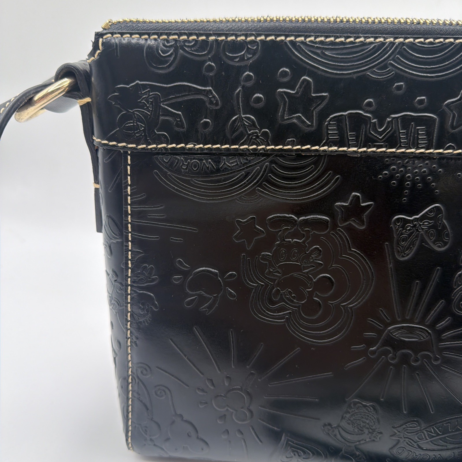 Disney Dooney & Bourke Leather Sketch Allison Crossbody Embossed All Black