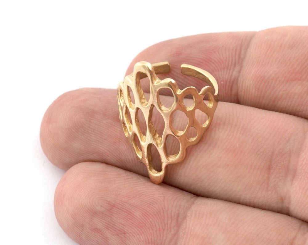 2 pcs Marquise Ring, Adjustable, Raw brass (18mm 8US inner size) 5149