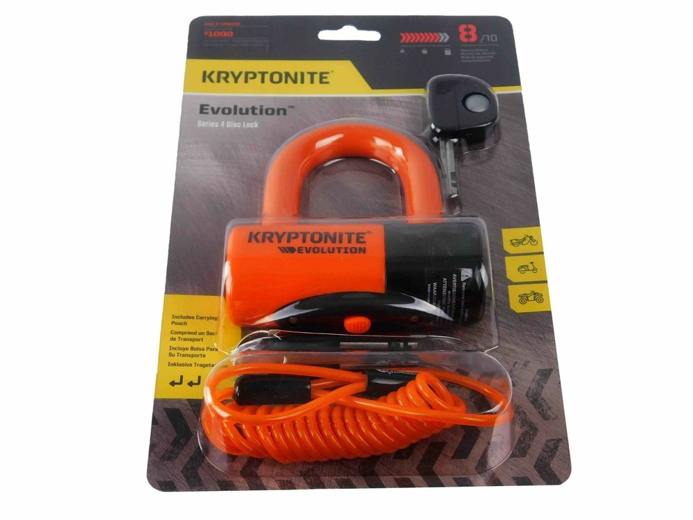 Kryptonite Evolution Series 4 Disc Lock Orange 915 w/ 5ft Integrated Chain