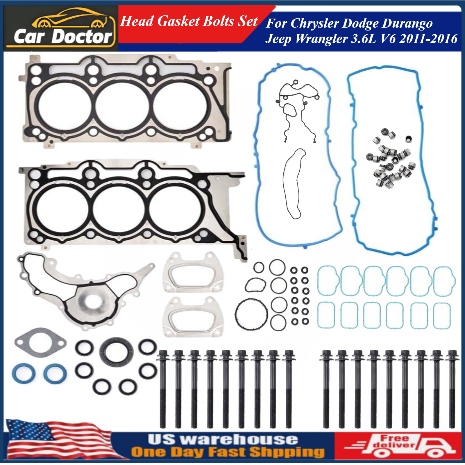 Head Gasket Bolts Set For Chrysler Dodge Durango Jeep Wrangler 3.6L V6 2011-2016