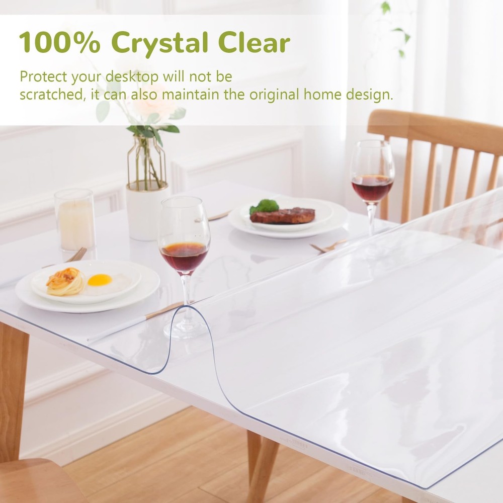 28 x 48 Inch Clear Table Cover Protector, Clear Table Protector for Dining Ro...