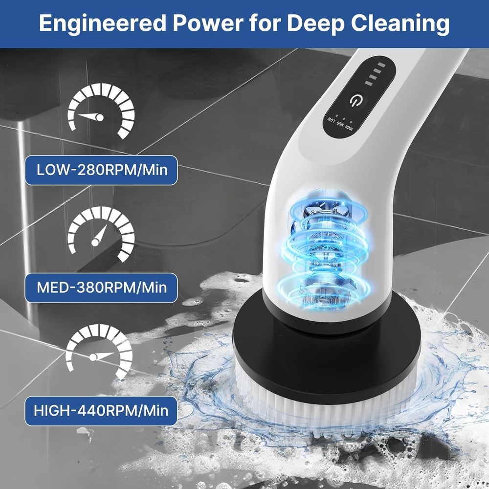 Versatile Cordless Spin Scrubber – Clean Bathroom, Floors & Windows Effortlessly