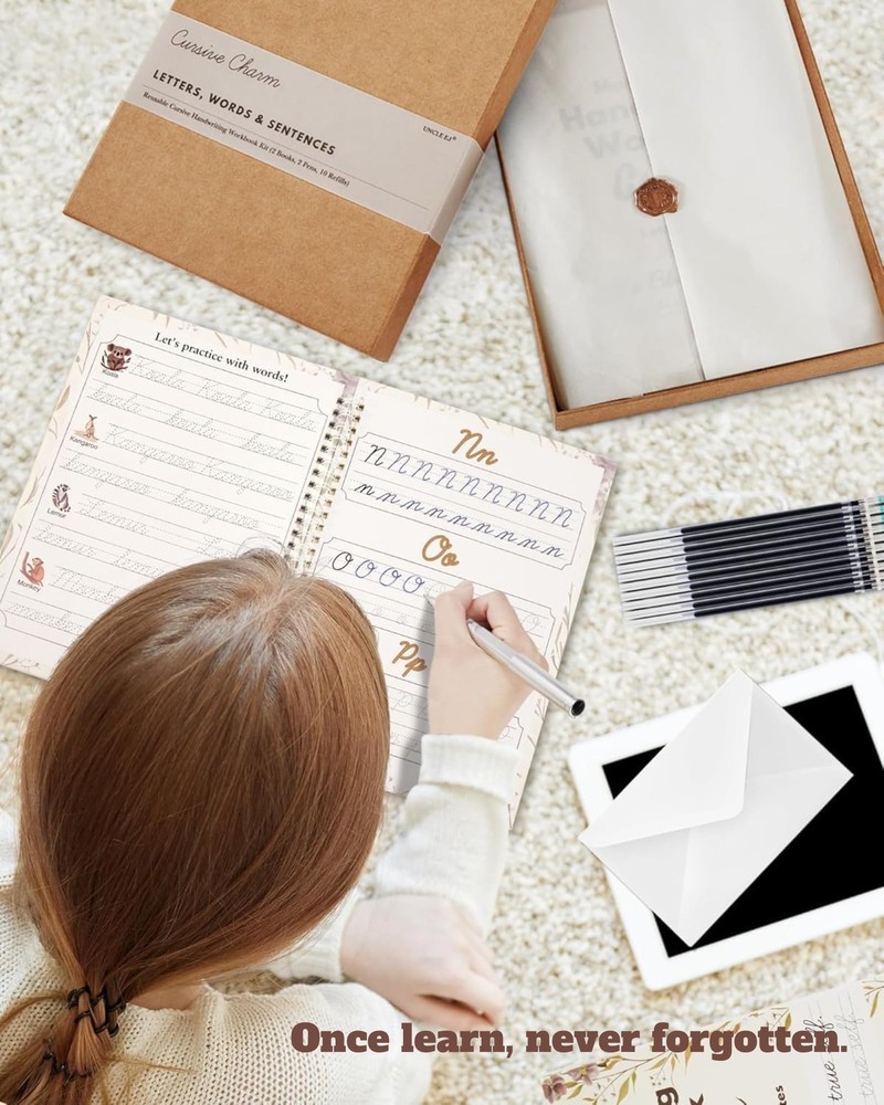 ® Grooved Cursive Handwriting Workbook Kit - Large Cursive Workbook for Kids ...