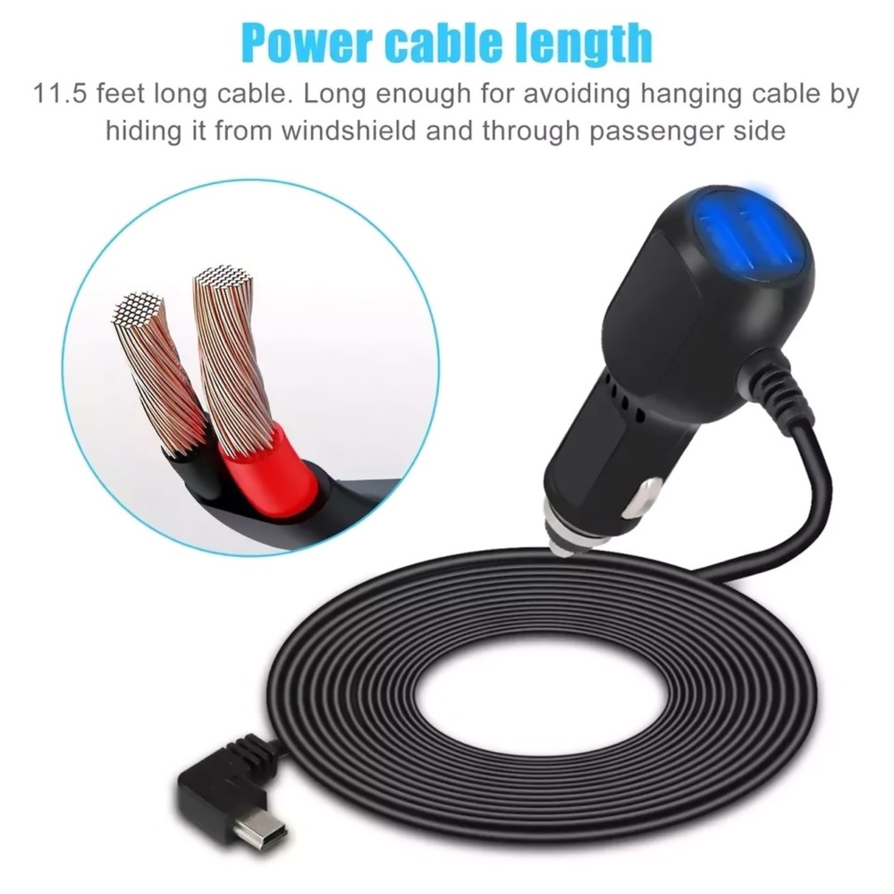 USB Car Charger Cable Power Cord Supply Effortless Setup for Camera GPS