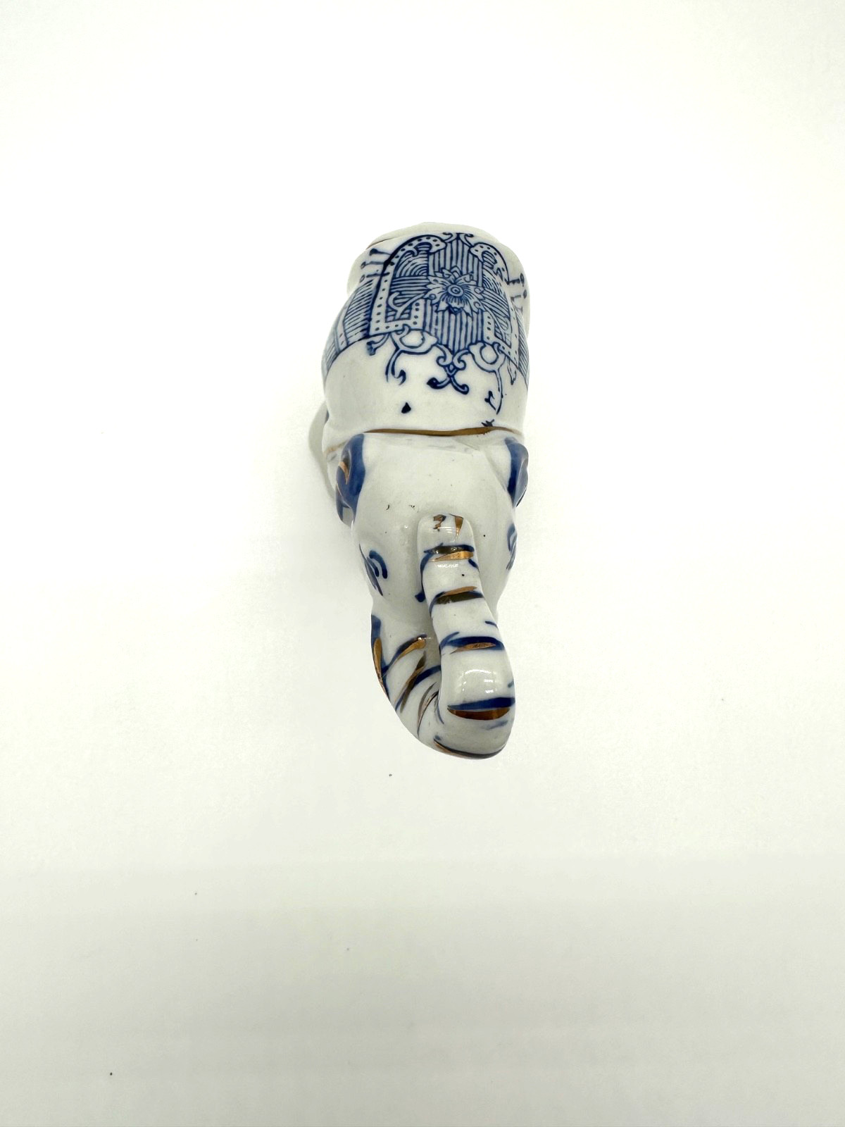 Vintage Elephant Delft Style White With Blue & Gold Accents