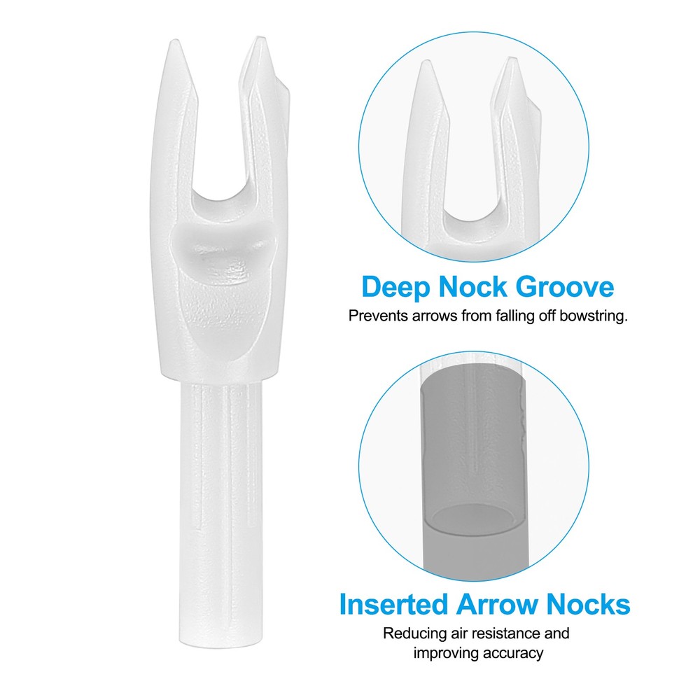 50Pcs Archery Arrows Nocks 4.2mm Insert Arrow Nock Replacement White