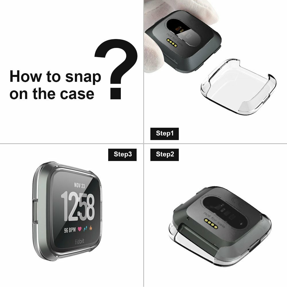 Silicone Protective TPU Frame Cover Case with Screen Protector For Fitbit Versa