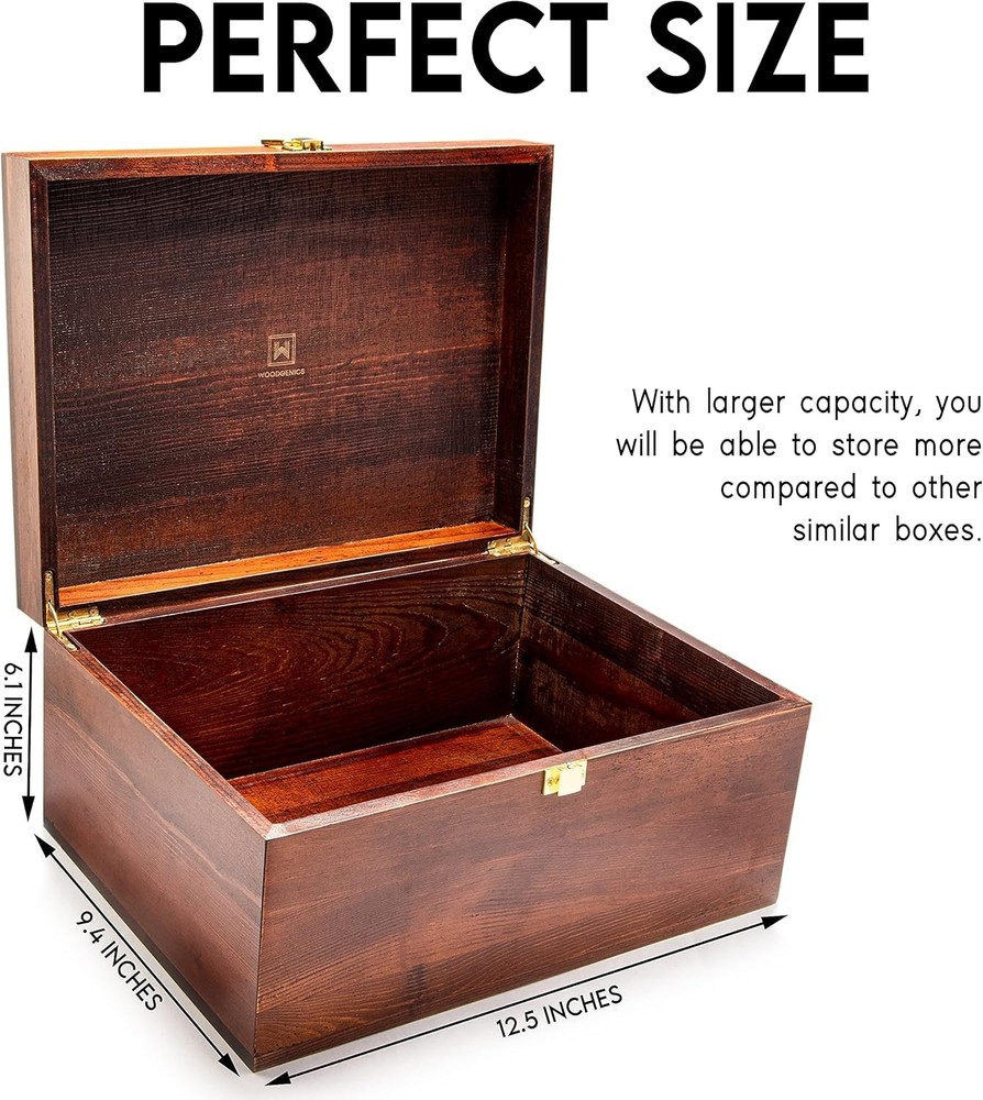 Elegant Decorative Wooden Box with Latch - Stylish Keepsake Storage Solution