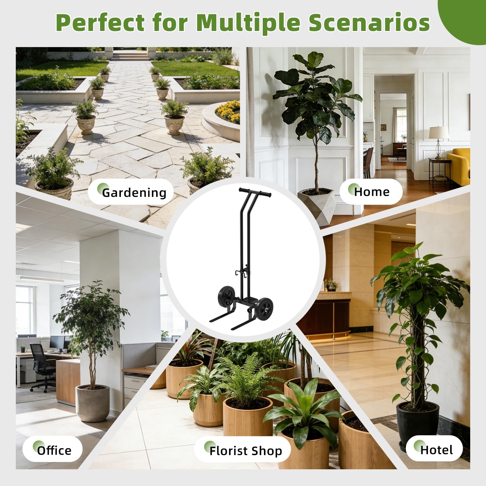 Plant Caddy with Wheels, 220 Lbs Capacity Plant Dolly Cart with Wheels, Handl...