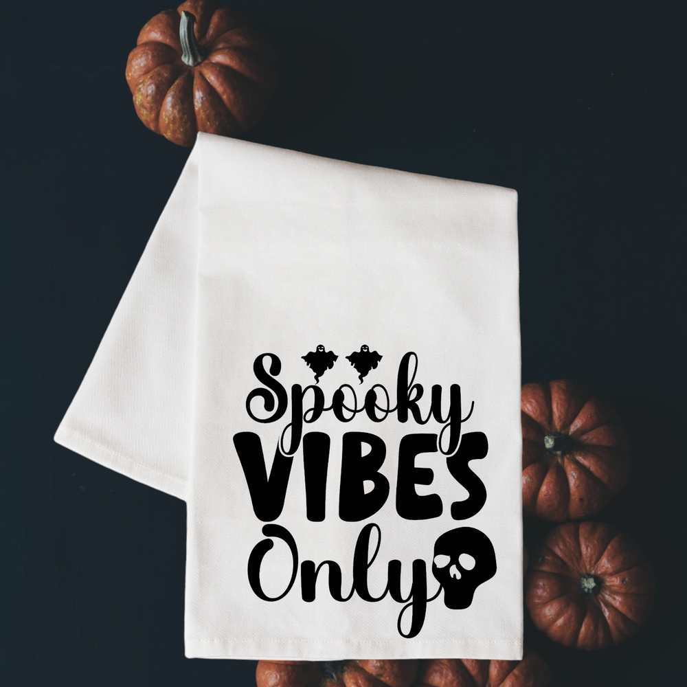 SPOOKY VIBES ONLY Kitchen Floursack Towel