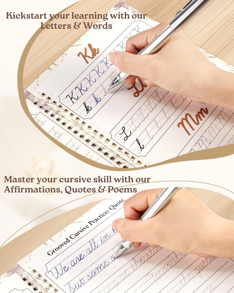 ® Grooved Cursive Handwriting Workbook Kit - Large Cursive Workbook for Kids ...